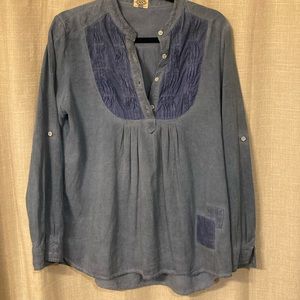 Denim shirt with pleated detail